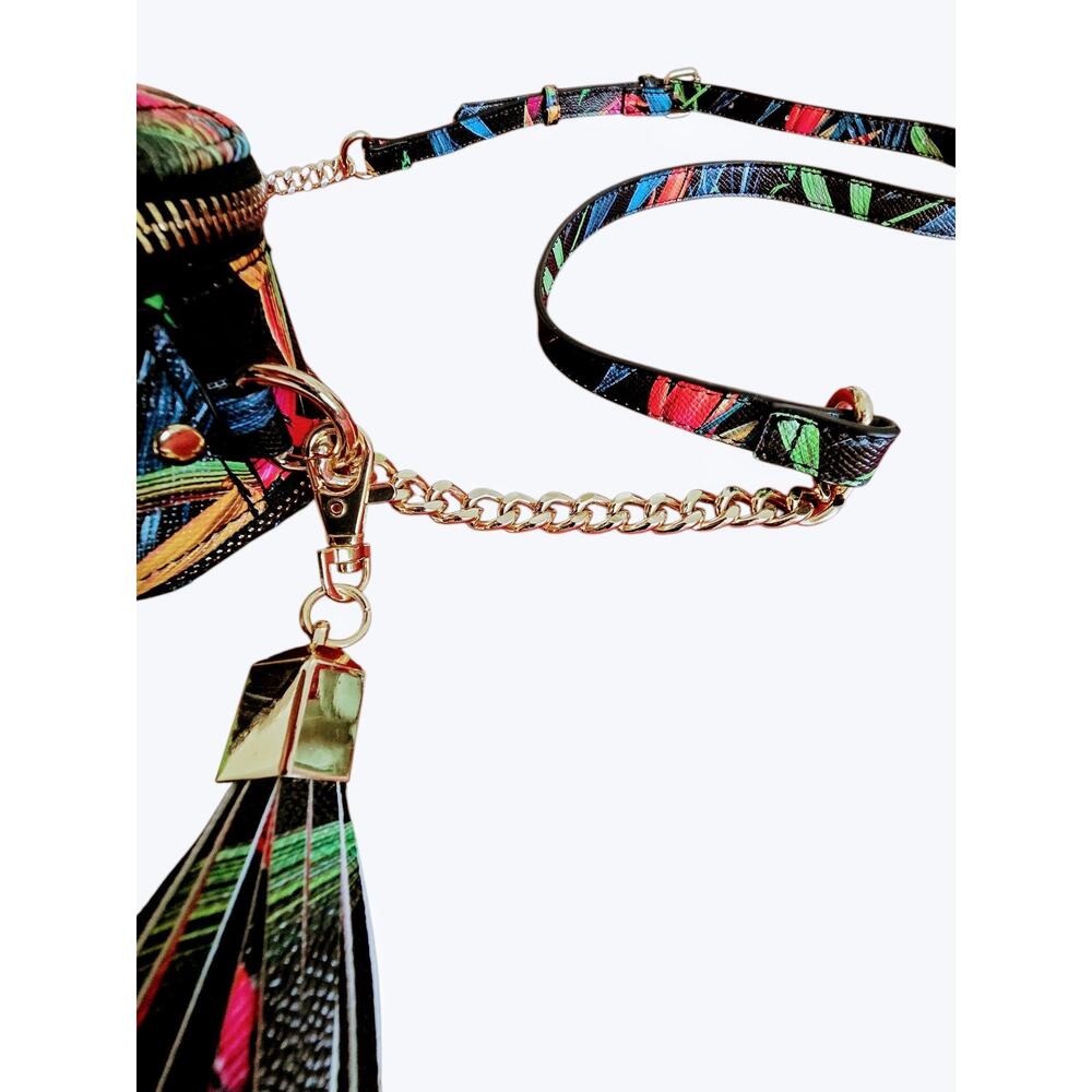 ALDO Tropical Crossbody Bag NWOT – Floral Print, Double Zip, Tassel, Chain Strap - Picture 8 of 9